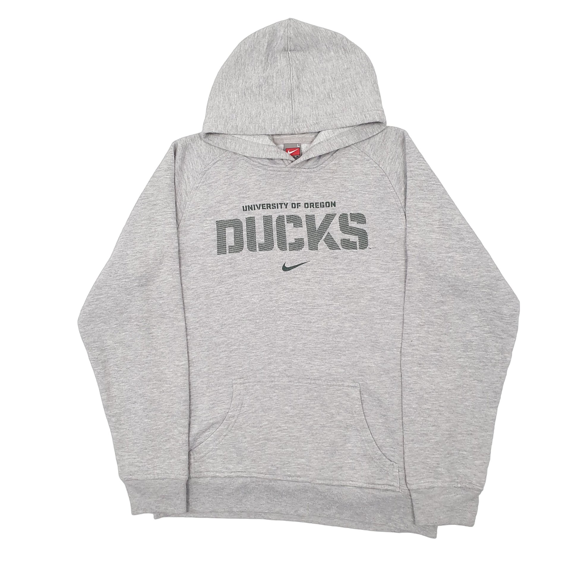 Mens Grey Nike Team Vintage 2000s Y2K Oregon Ducks USA College Hoodie Jumper