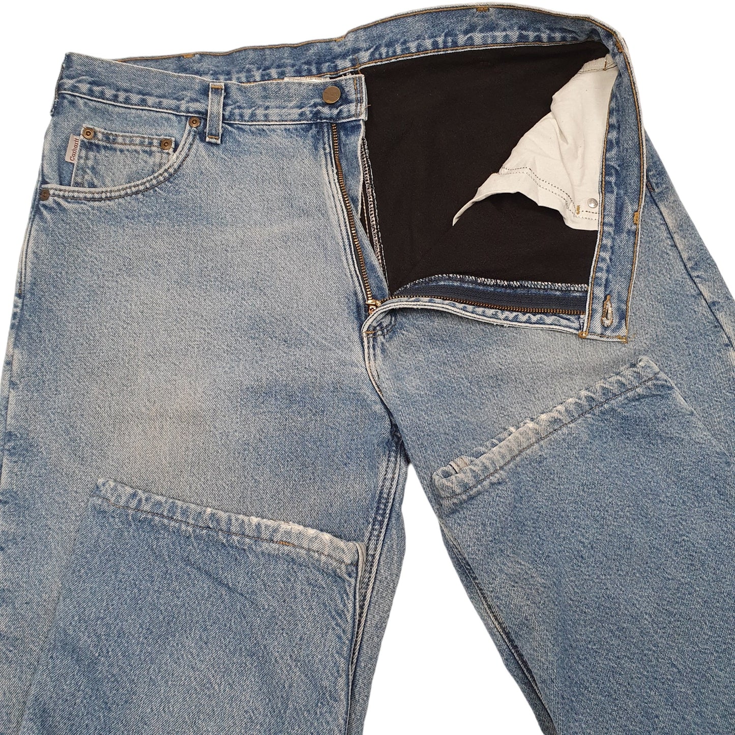 Mens Blue Carhartt Polyester lined Insulated Winter Thermal ⁸ Carpenter JeansW38 L30