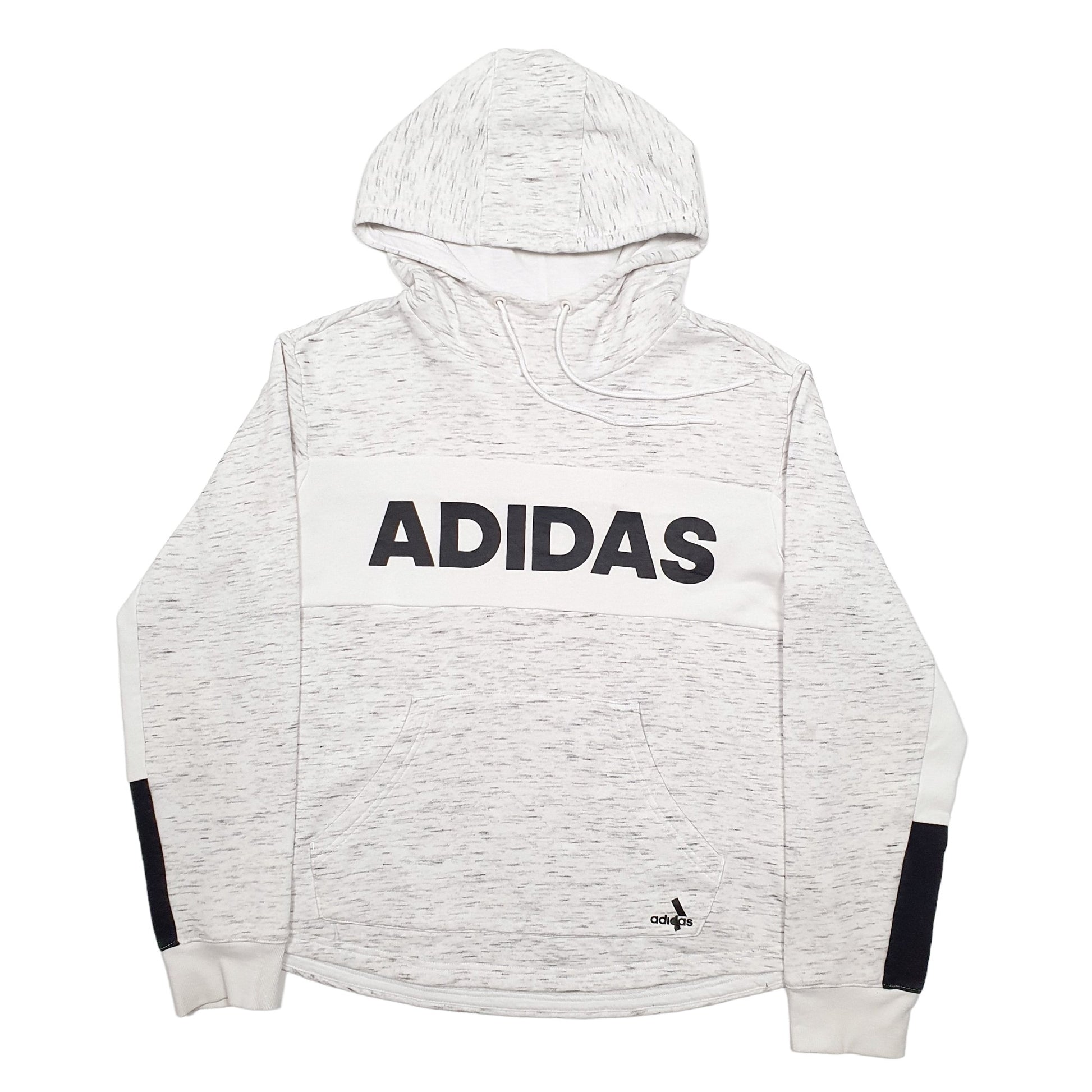 Womens White Adidas Spellout Hoodie Jumper