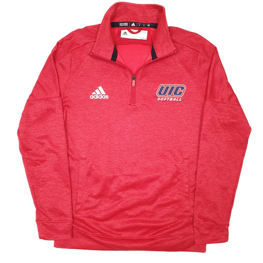 Womens Red Adidas University Illinois Chicago Softball Quarter Zip Jumper