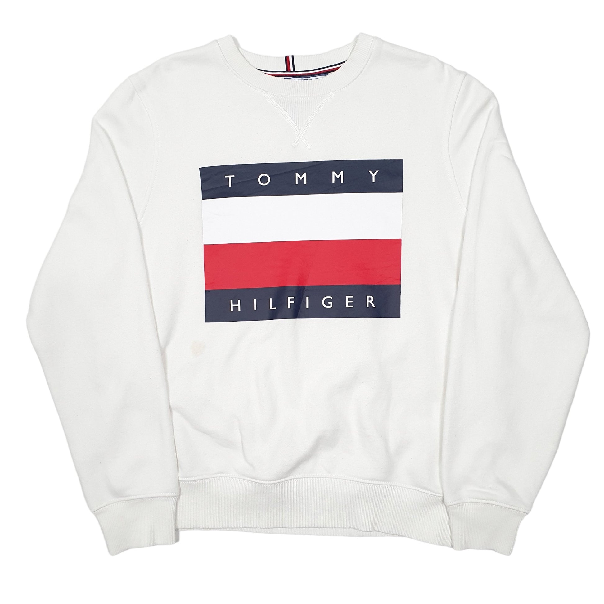 Mens White Tommy Hilfiger  Crewneck Jumper