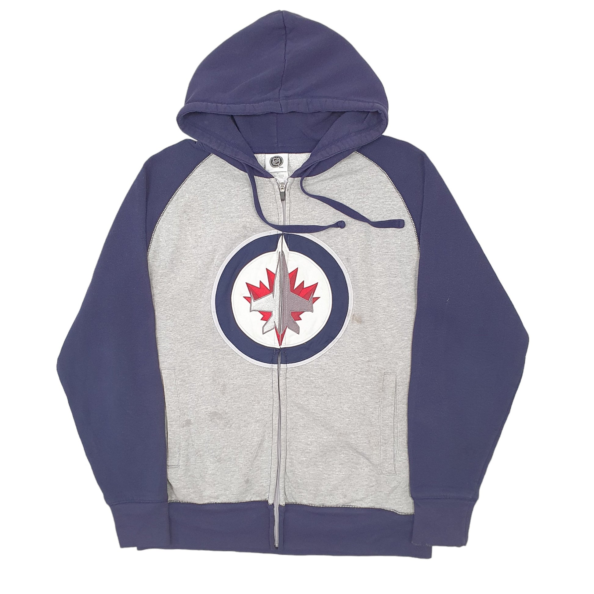 Mens Grey NHL Winnipeg Jets Hockey Hoodie Full Zip Jumper