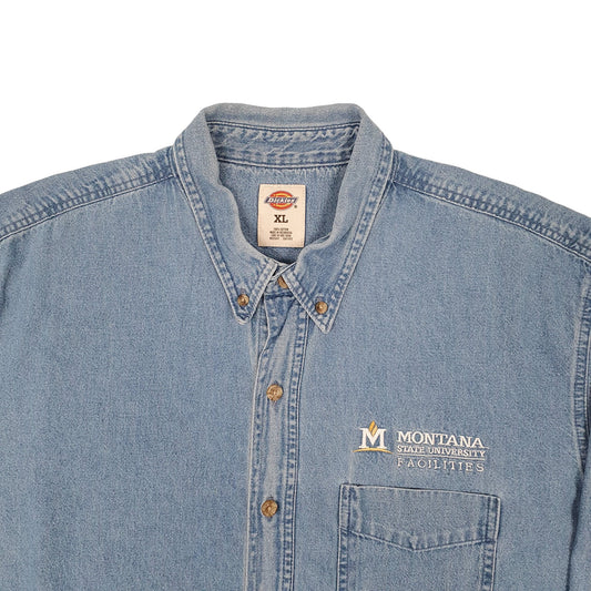 Mens Blue Dickies Denim Shacket Workwear Long Sleeve Shirt