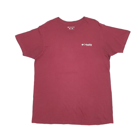 Mens Burgundy Columbia Sportswear PFG Performance Fishing Gear Short Sleeve T Shirt