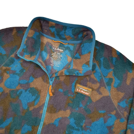 L.L.Bean Vintage Camouflage Quarter Zip Fleece XXL Blue