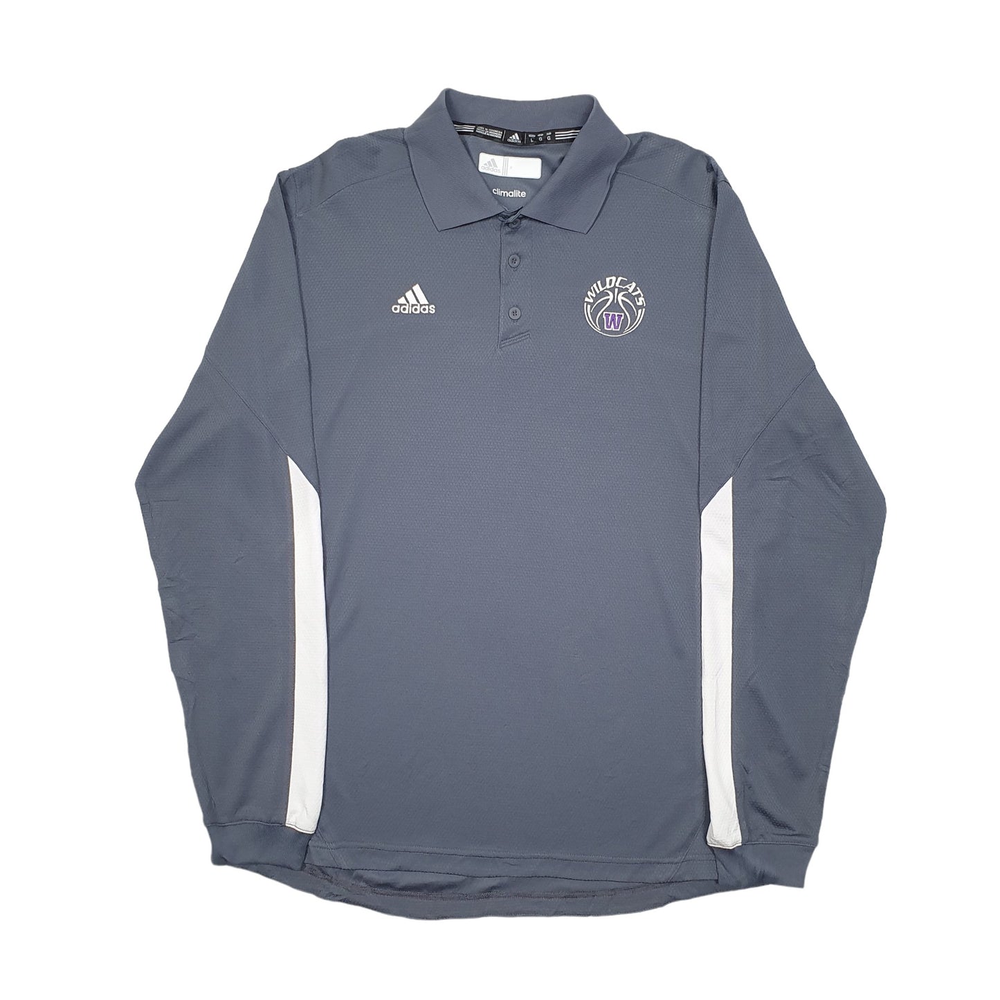 Adidas Wildcats Long Sleeve Polo Shirt Grey