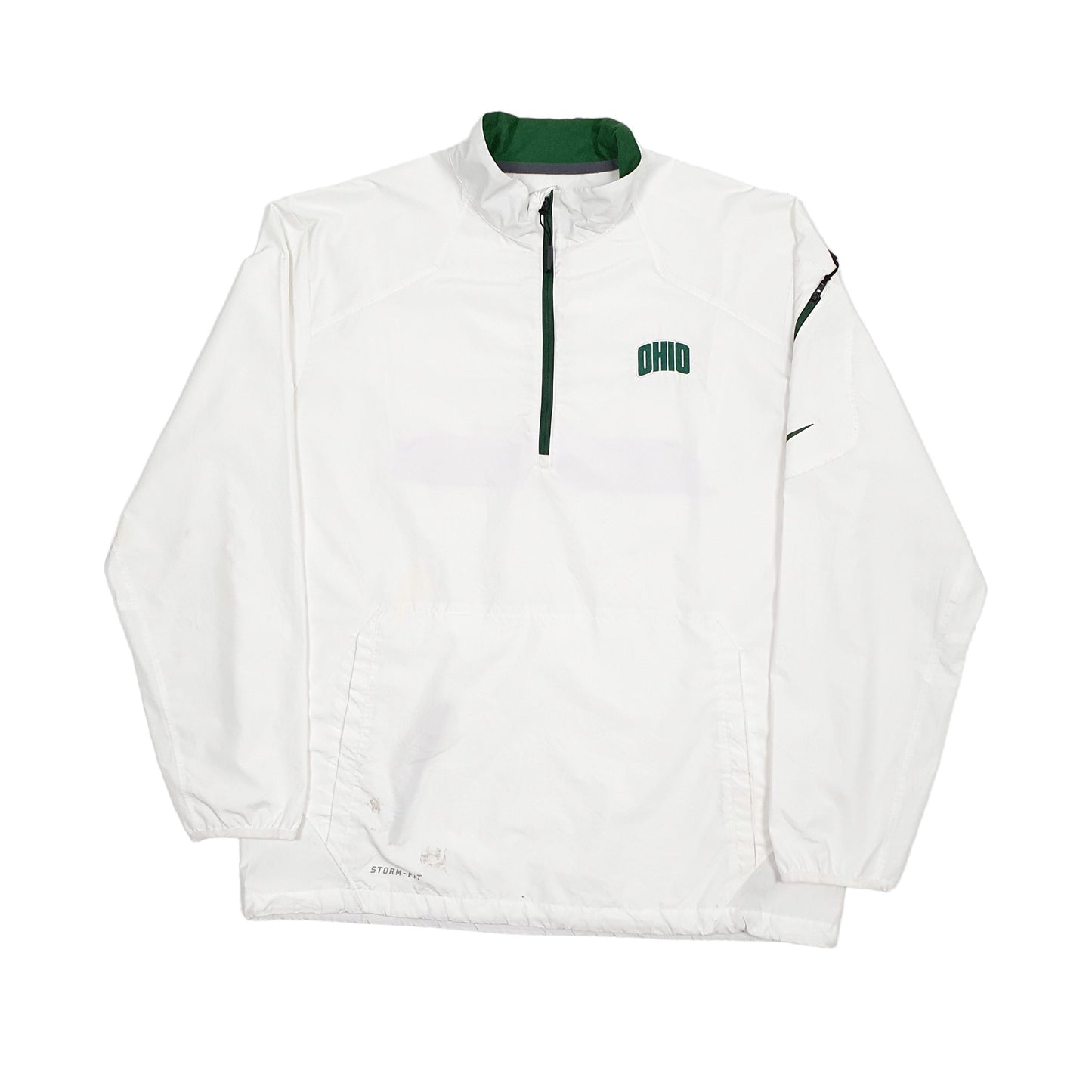 Mens White Nike Storm Fit Quarter Zip Ohio Windbreaker Coat