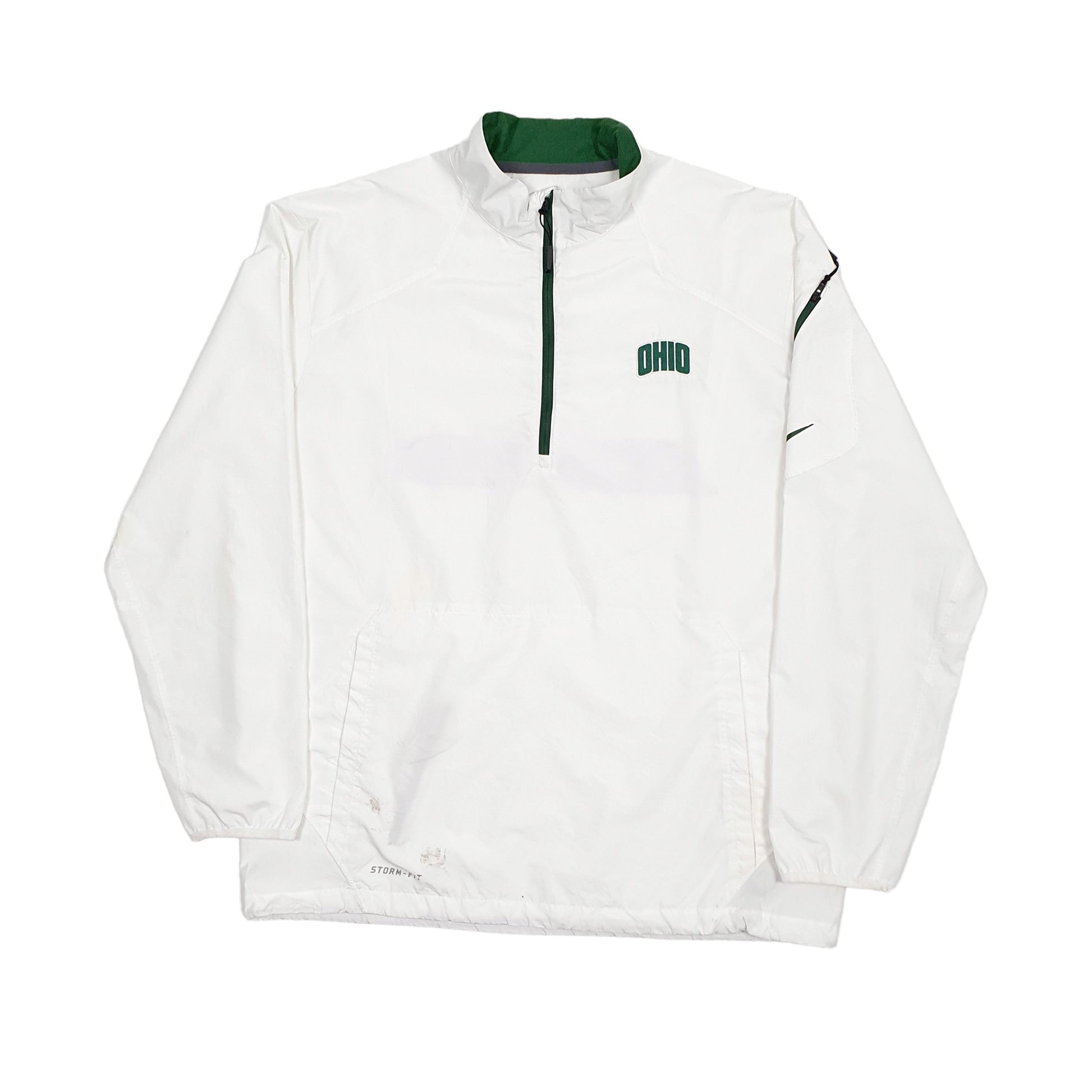 Mens White Nike Storm Fit Quarter Zip Ohio Windbreaker Coat