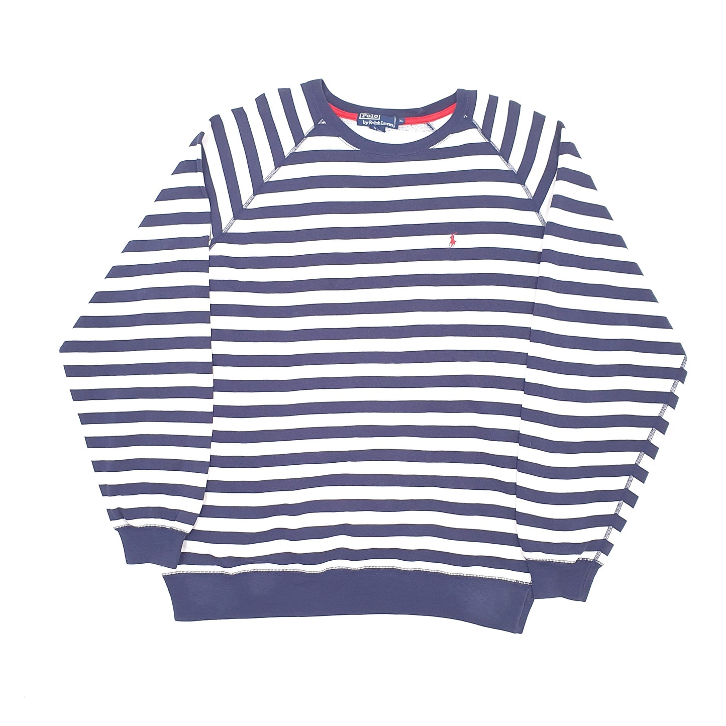 Mens Navy Polo Ralph Lauren Striped Crewneck Jumper