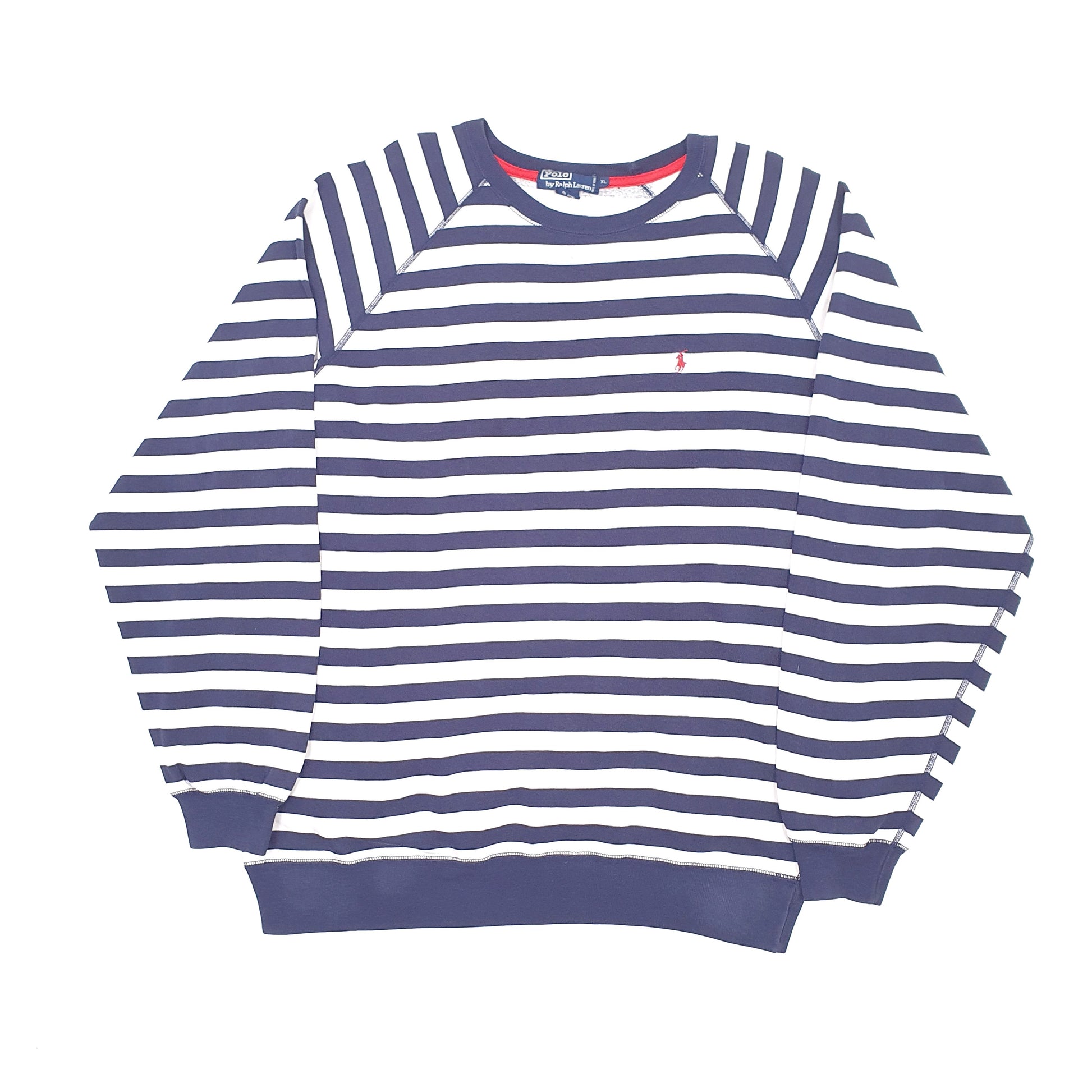 Mens Navy Polo Ralph Lauren Striped Crewneck Jumper