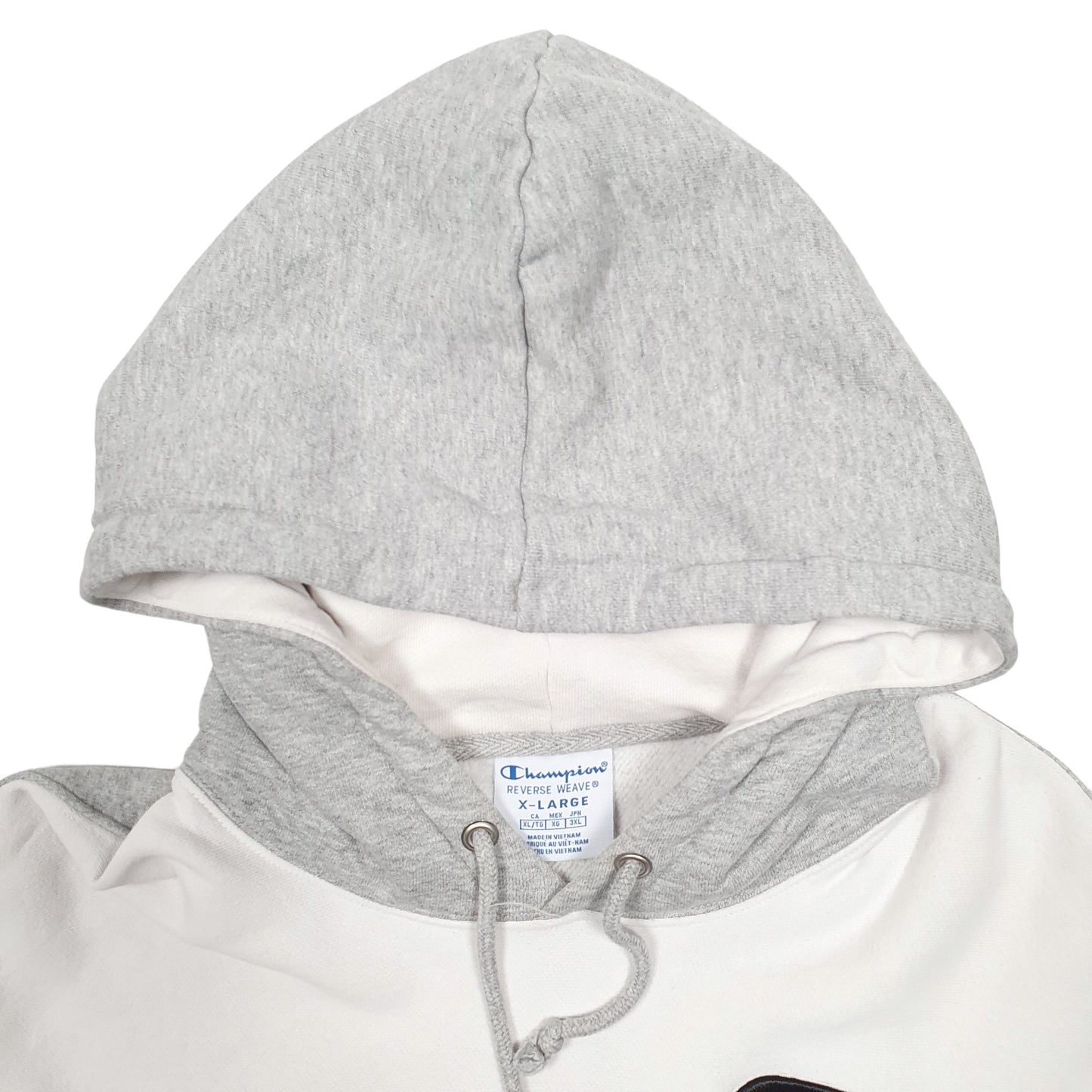 Mens Grey Champion Reverse Weave Spellout Hoodie Jumper