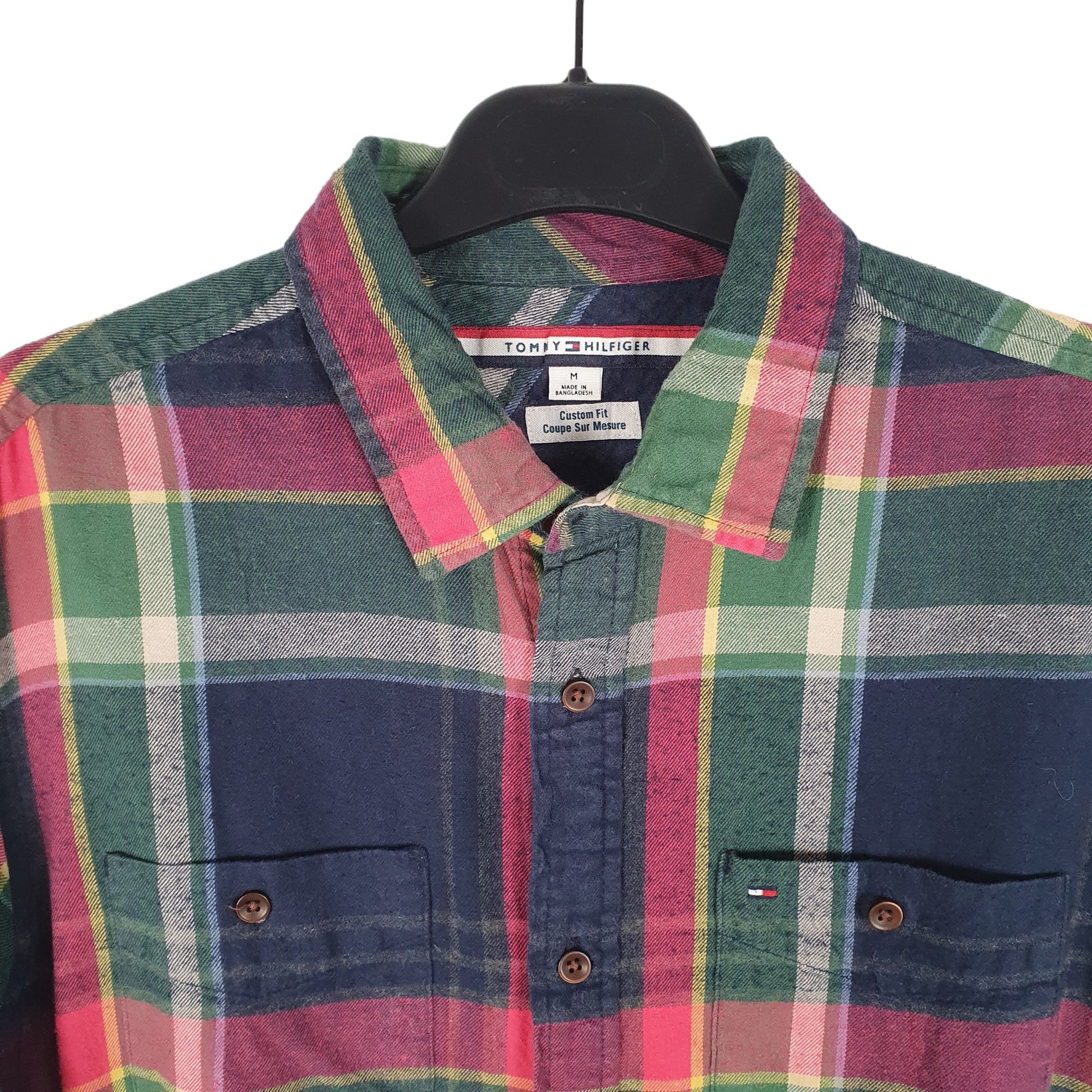 Tommy Hilfiger Flannel Long Sleeve Custom Fit Check Shirt Red