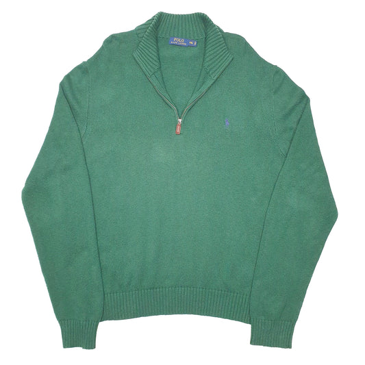 Mens Green Polo Ralph Lauren Knit Quarter Zip Jumper