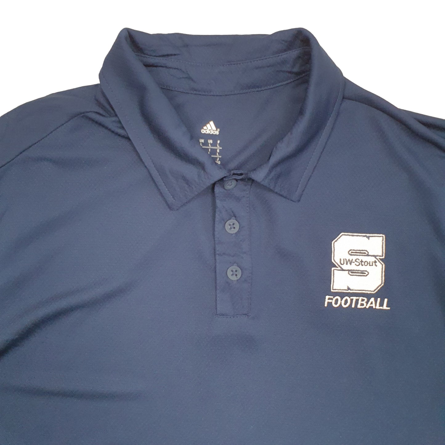 Adidas UW Stout Football Climalite Short Sleeve Polo Shirt Blue