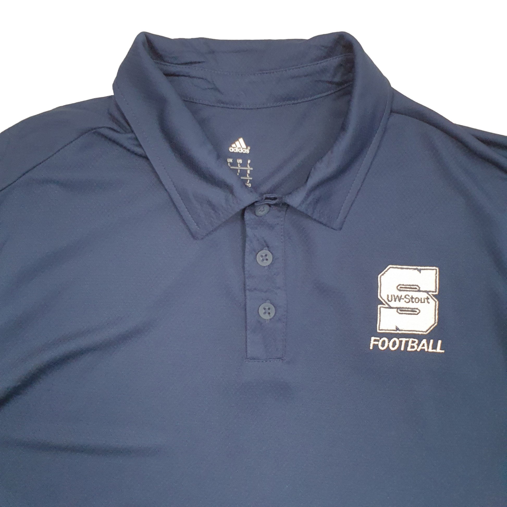 Adidas UW Stout Football Climalite Short Sleeve Polo Shirt Blue