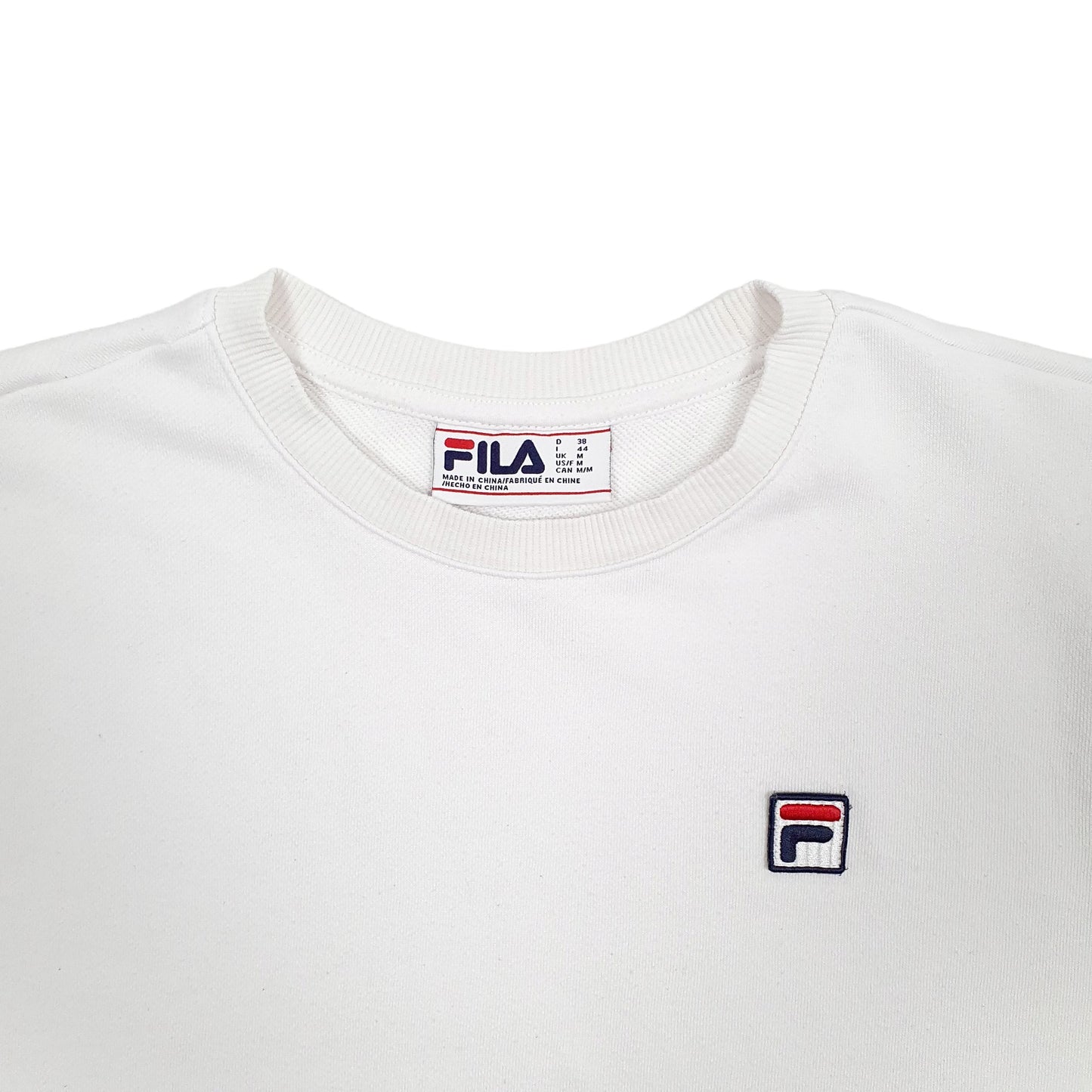 Mens White Fila  Crewneck Jumper