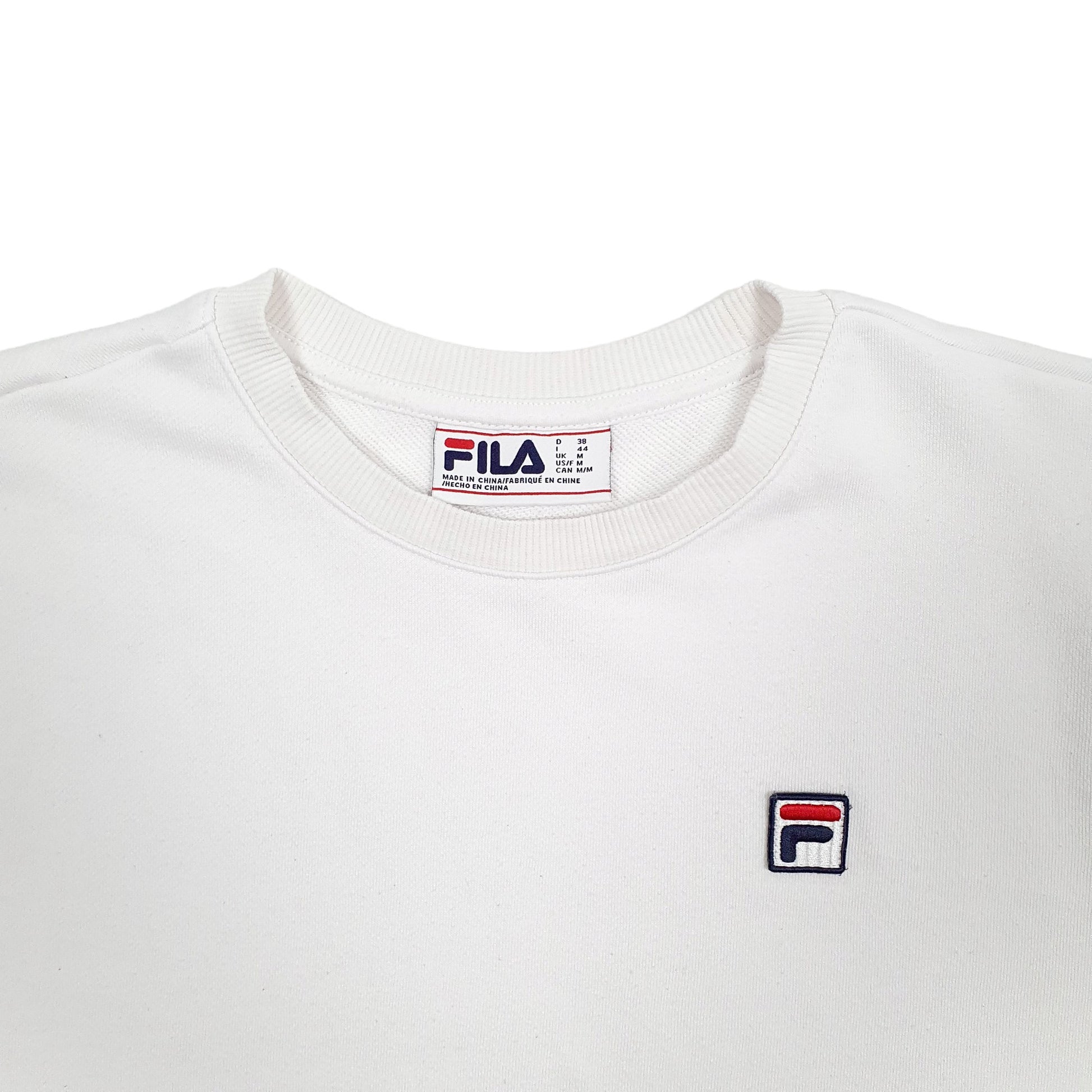 Mens White Fila  Crewneck Jumper