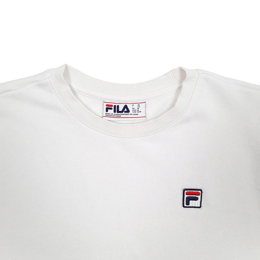 Mens White Fila  Crewneck Jumper