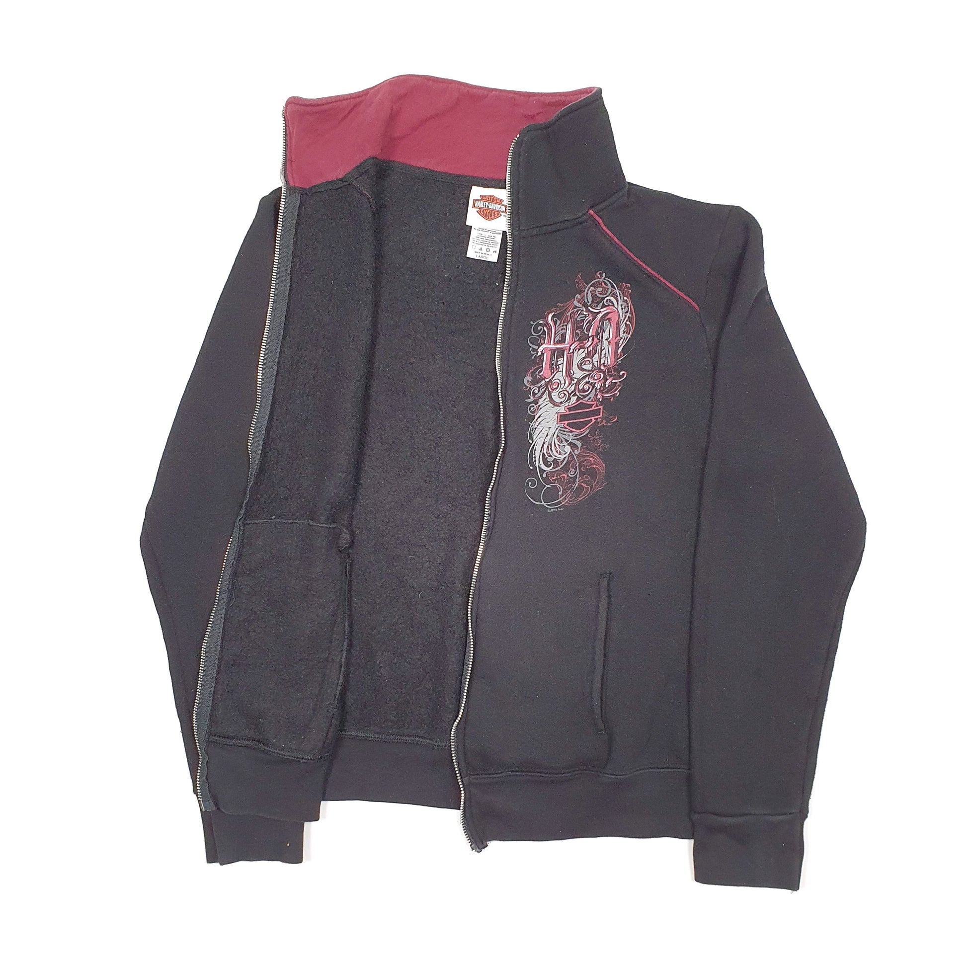 Womens Black Harley Davidson Motorcycles Jamaica Full Zip Jumper