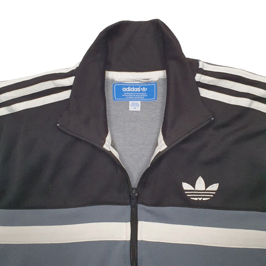 Mens Grey Adidas Three Stripes Full Zip Jumper