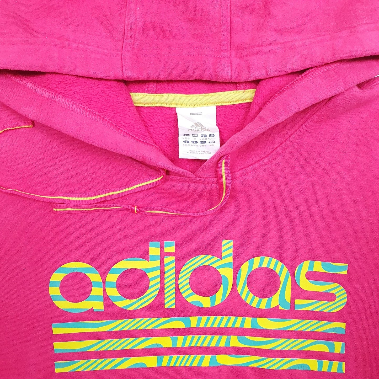 Womens Pink Adidas Spellout Hoodie Jumper