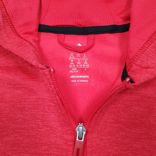 Mens Red Adidas Hoodie Active Climawarm Running Workout Full Zip Jumper