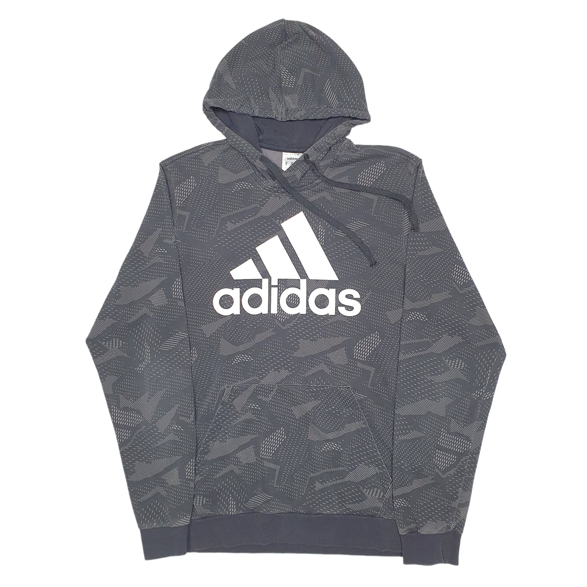 Mens Grey Adidas Spellout Hoodie Jumper