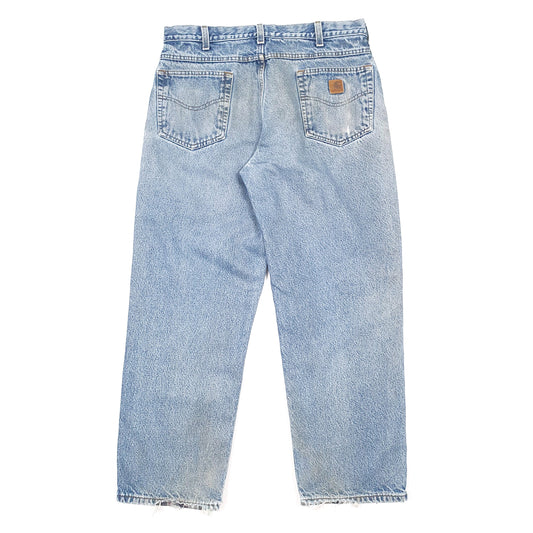Carhartt Casual Loose Fit Flannel Lined Jeans W34 L29 Blue