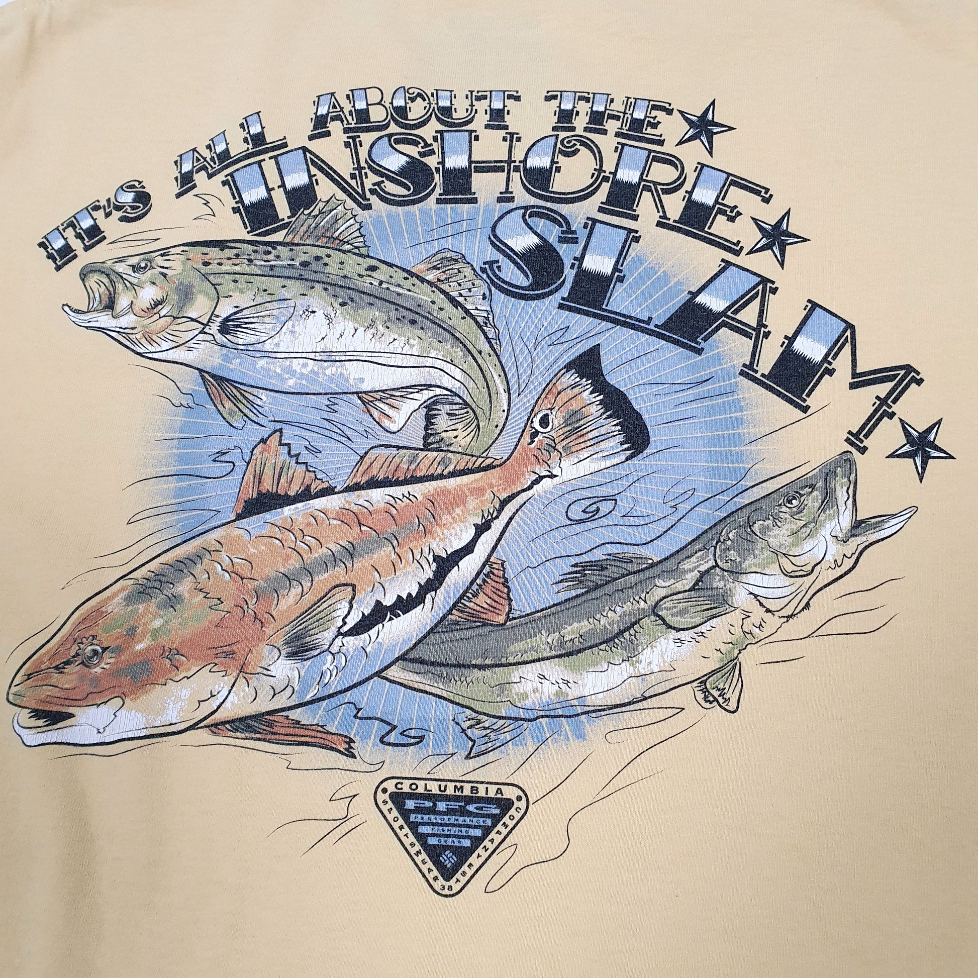 Mens Yellow Columbia Sportswear Performance Fishing Gear PFG Short Sleeve T Shirt