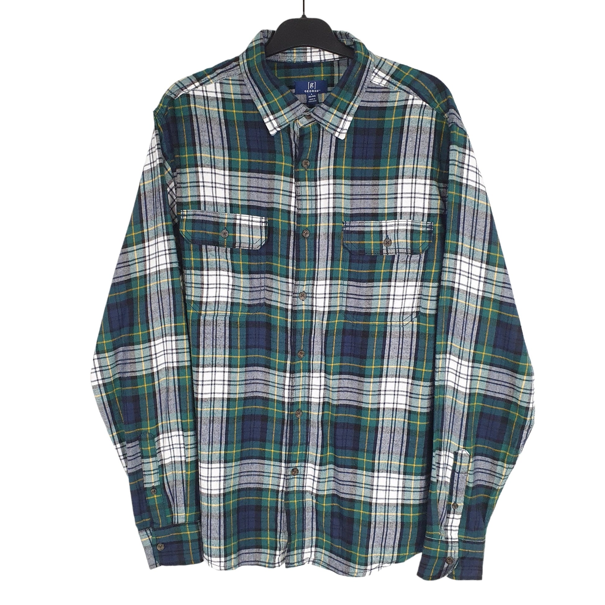 George Long Sleeve Regular Fit Check Flannel Shirt Shacket Green