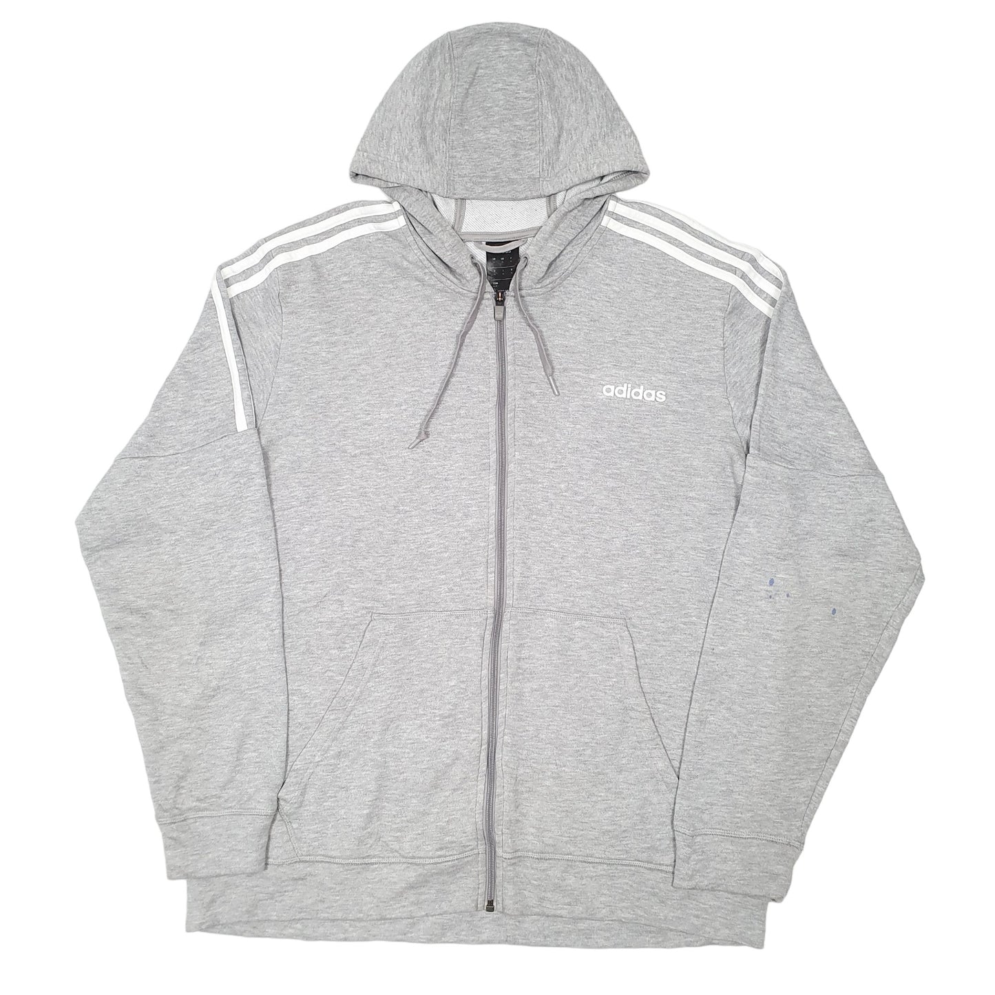 Mens Grey Adidas Hoodie Full Zip Jumper