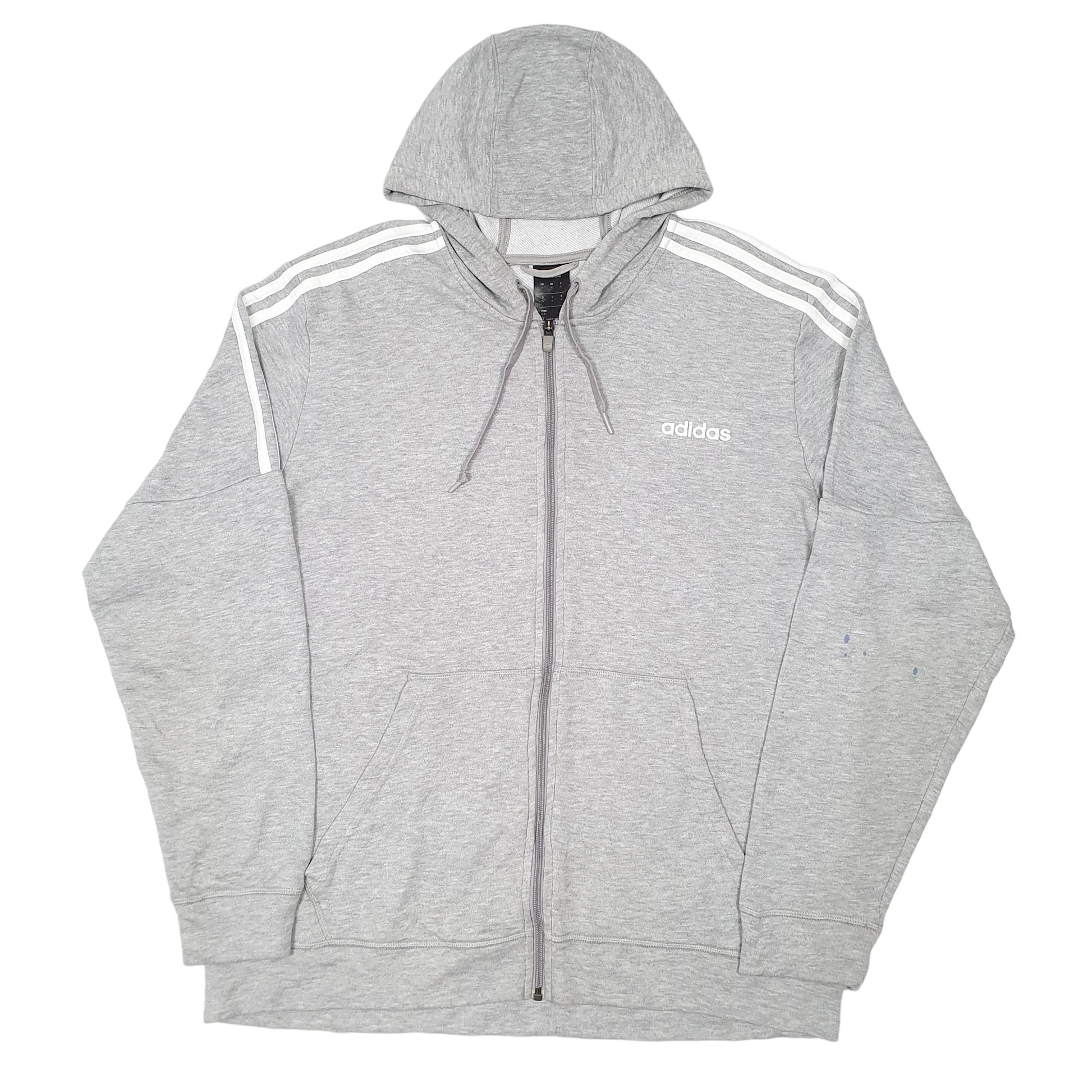 Mens Grey Adidas Hoodie Full Zip Jumper