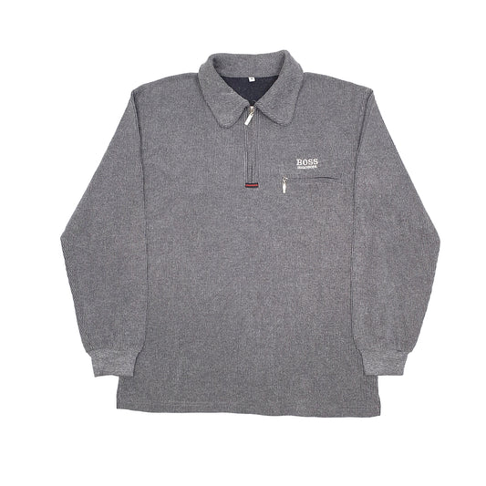 Hugo Boss Spellout Quarter Zip M Grey