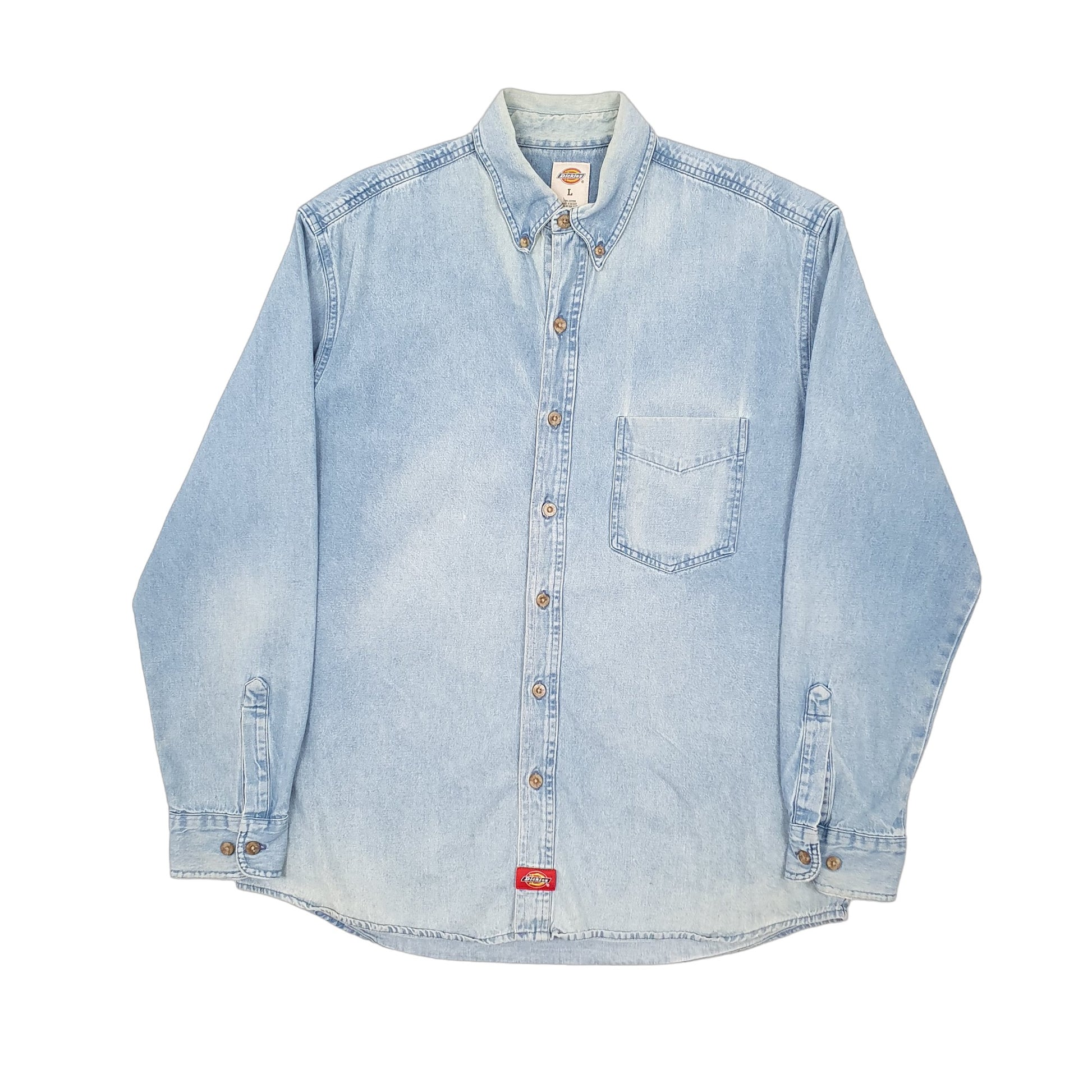 Mens Blue Dickies Denim Workwear Shacket Long Sleeve Shirt