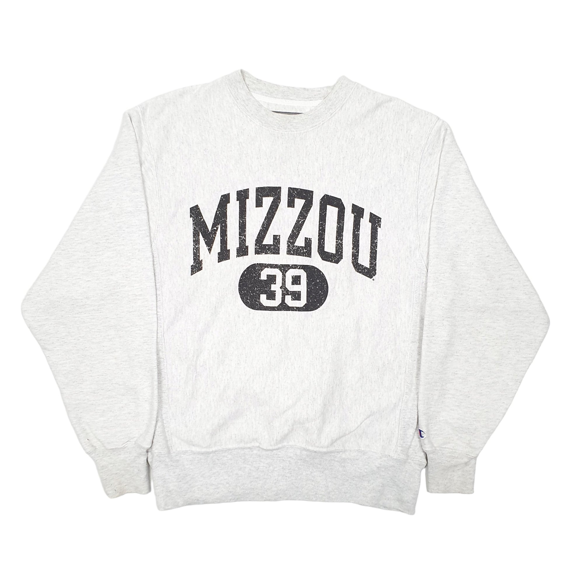 Mens Grey Champion Reverse Weave Mizzou Track College Crewneck Jumper