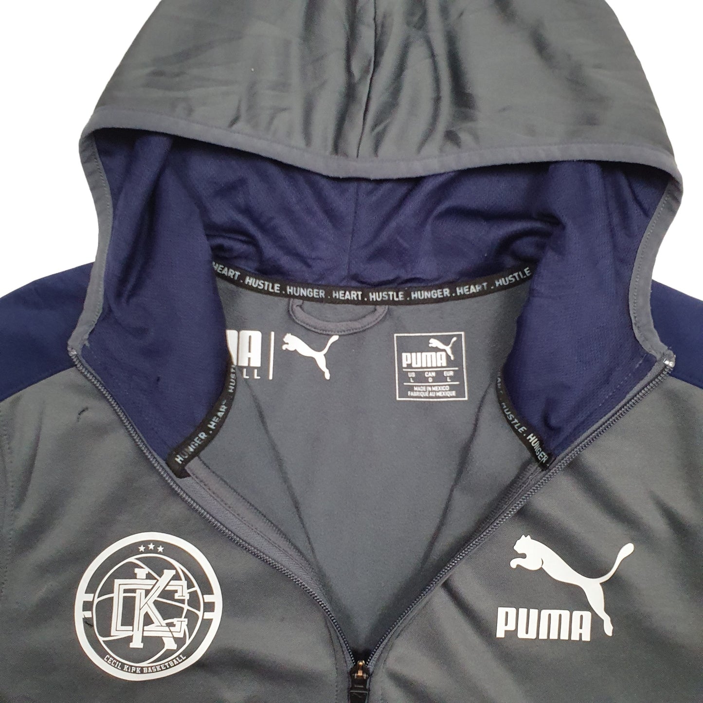 Mens Grey Puma Basketball USA College Full Zip Jumper