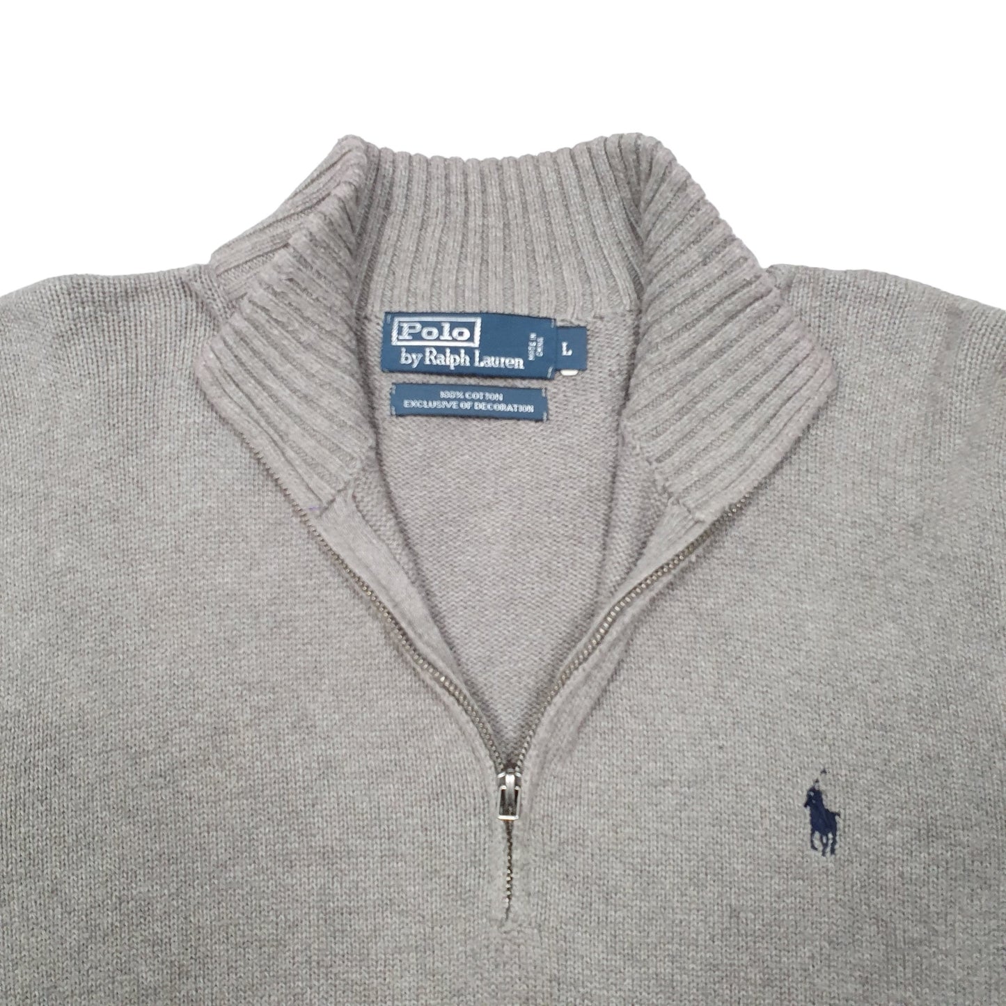 Mens Grey Polo Ralph Lauren Knit Quarter Zip Jumper