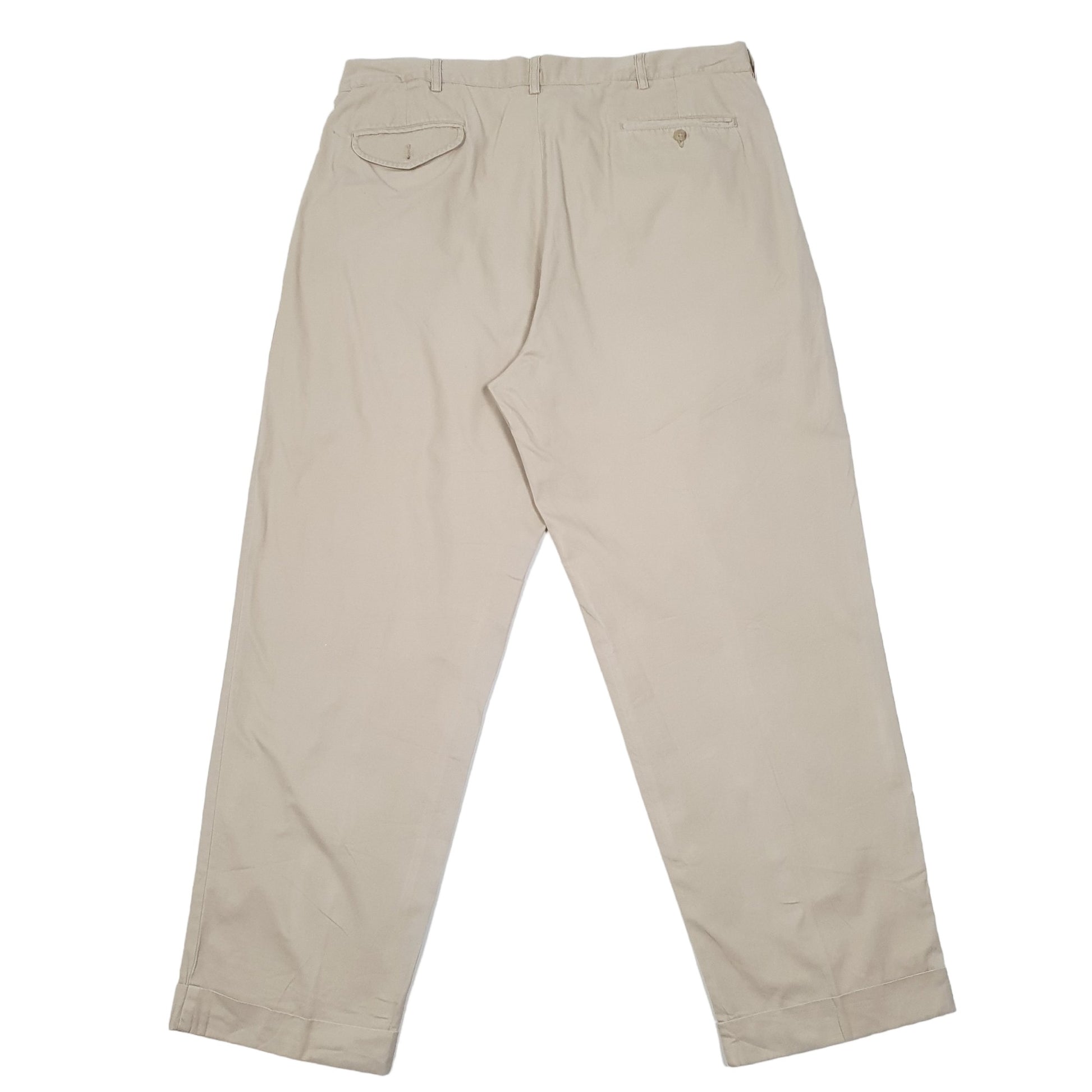 Mens Beige Polo Ralph Lauren Double Pleated Vintage Chino Trousers