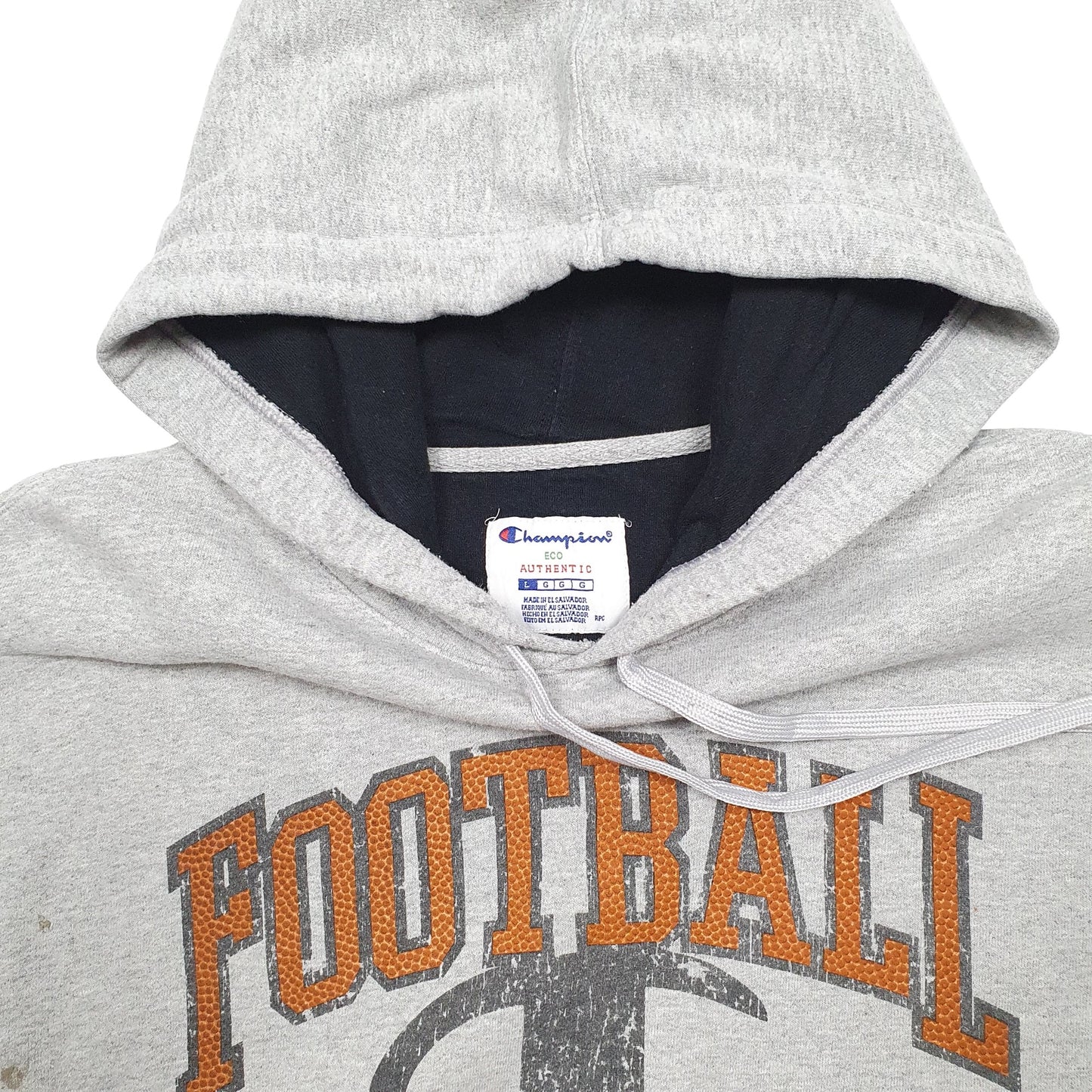 Mens Grey Champion Football Hoodie Jumper