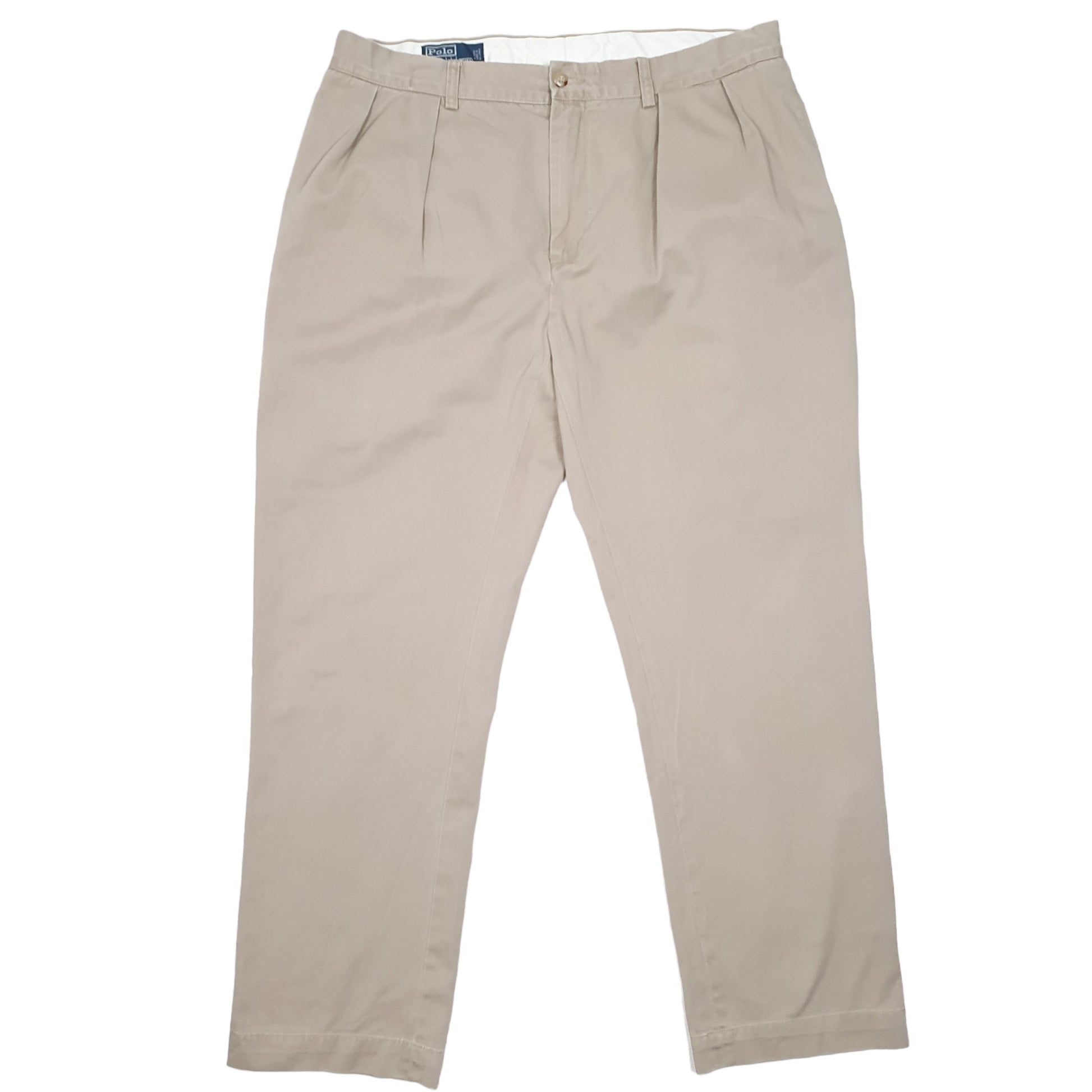 Mens Beige Polo Ralph Lauren Double Pleated Chino Trousers