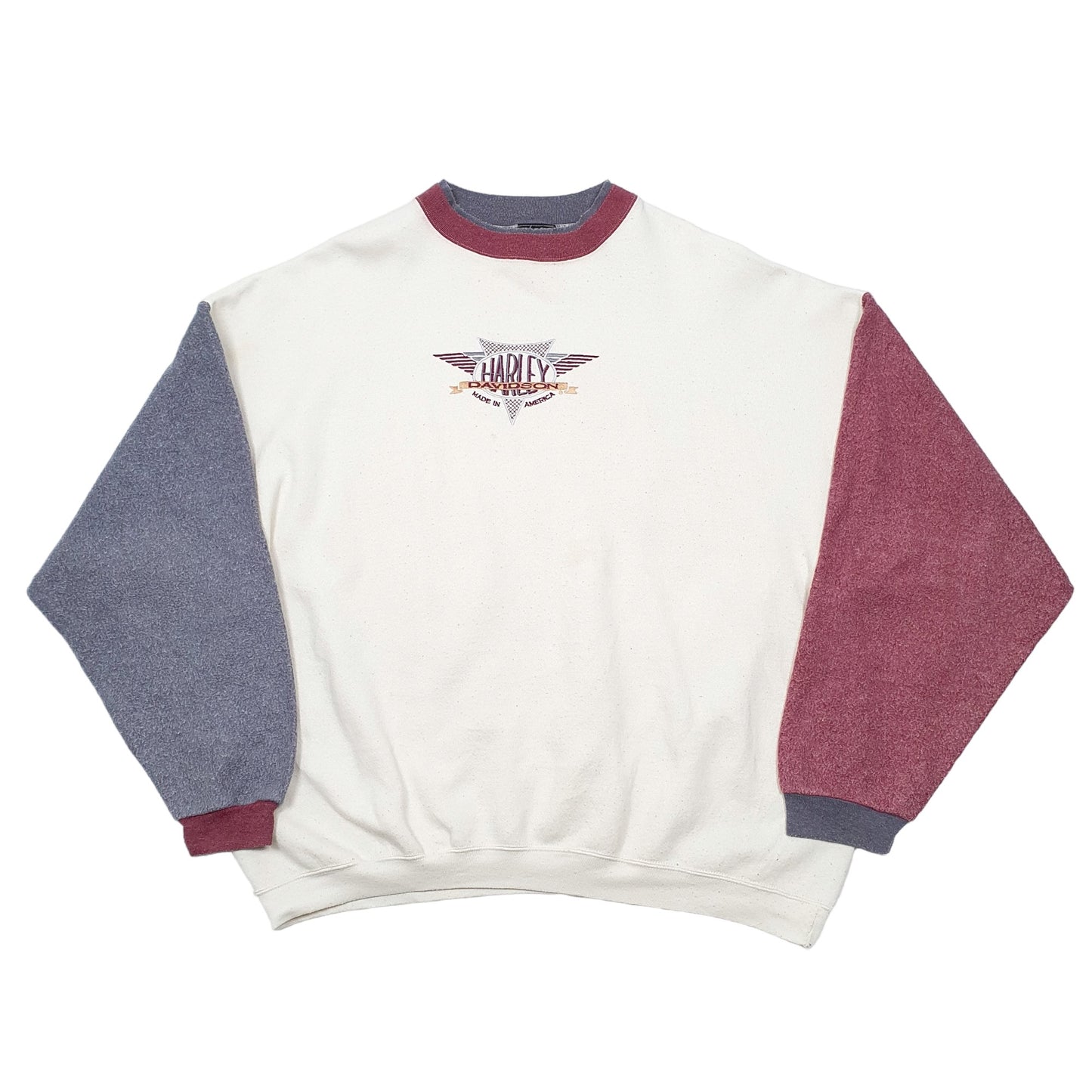 Mens Cream Harley Davidson Vintage Sweatshirt Motorcycles Biker Made In USA Crewneck Jumper