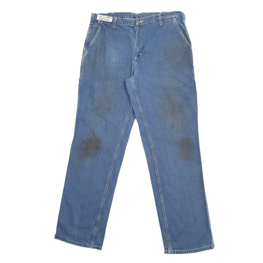 Mens Blue Carhartt Fire Resistant Carpenter Trousers