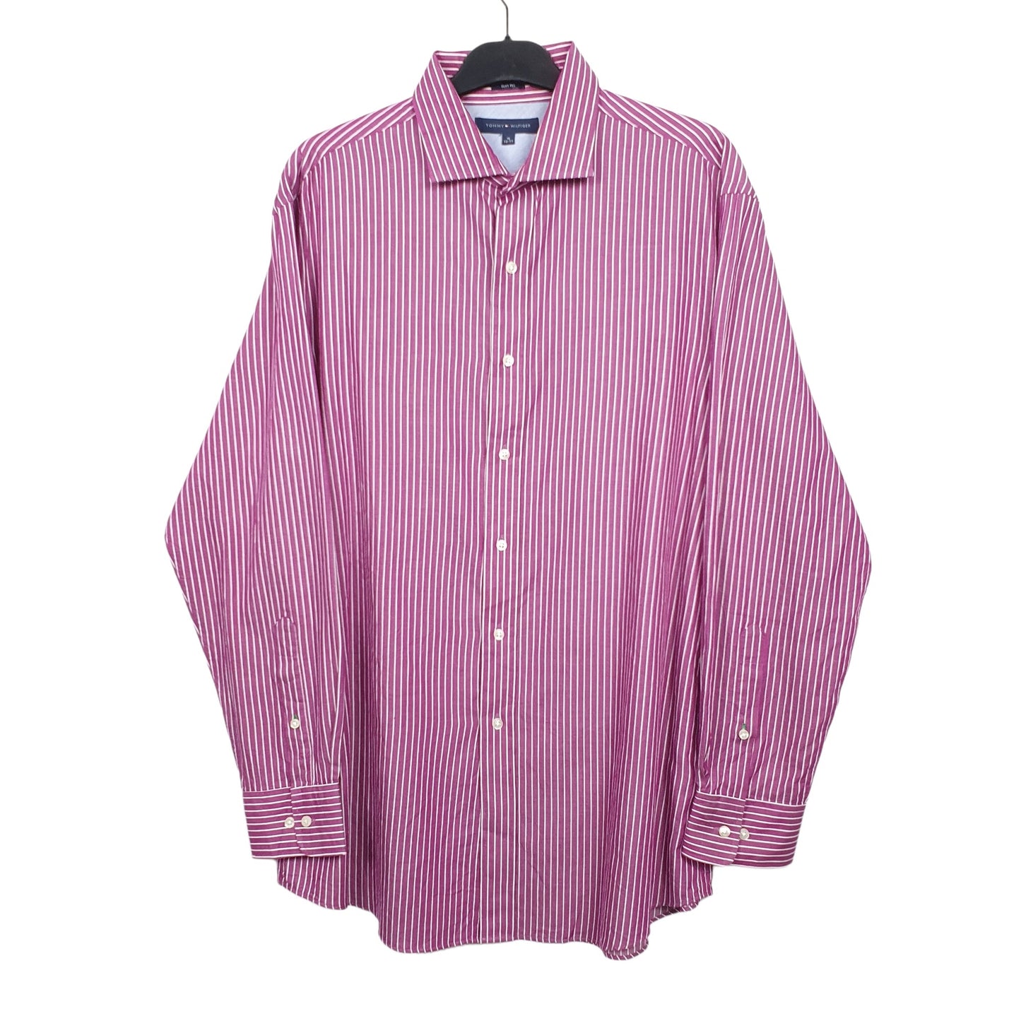 Tommy Hilfiger Long Sleeve Regular Fit Pinstripe Shirt Purple