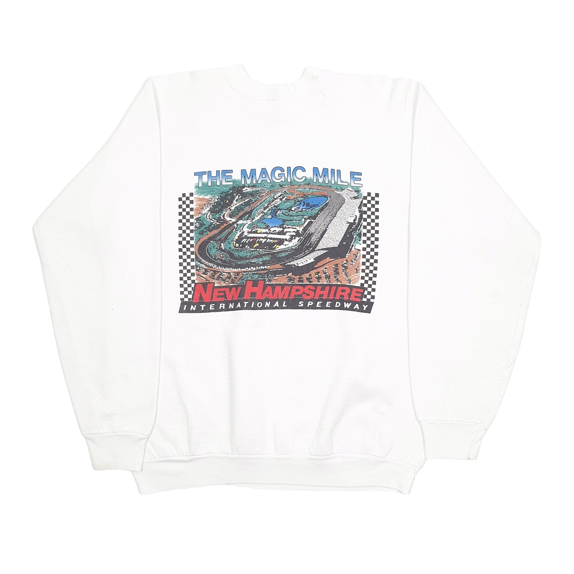 Fruit of the Loom 1990's Nascar Speedway Crewneck L White