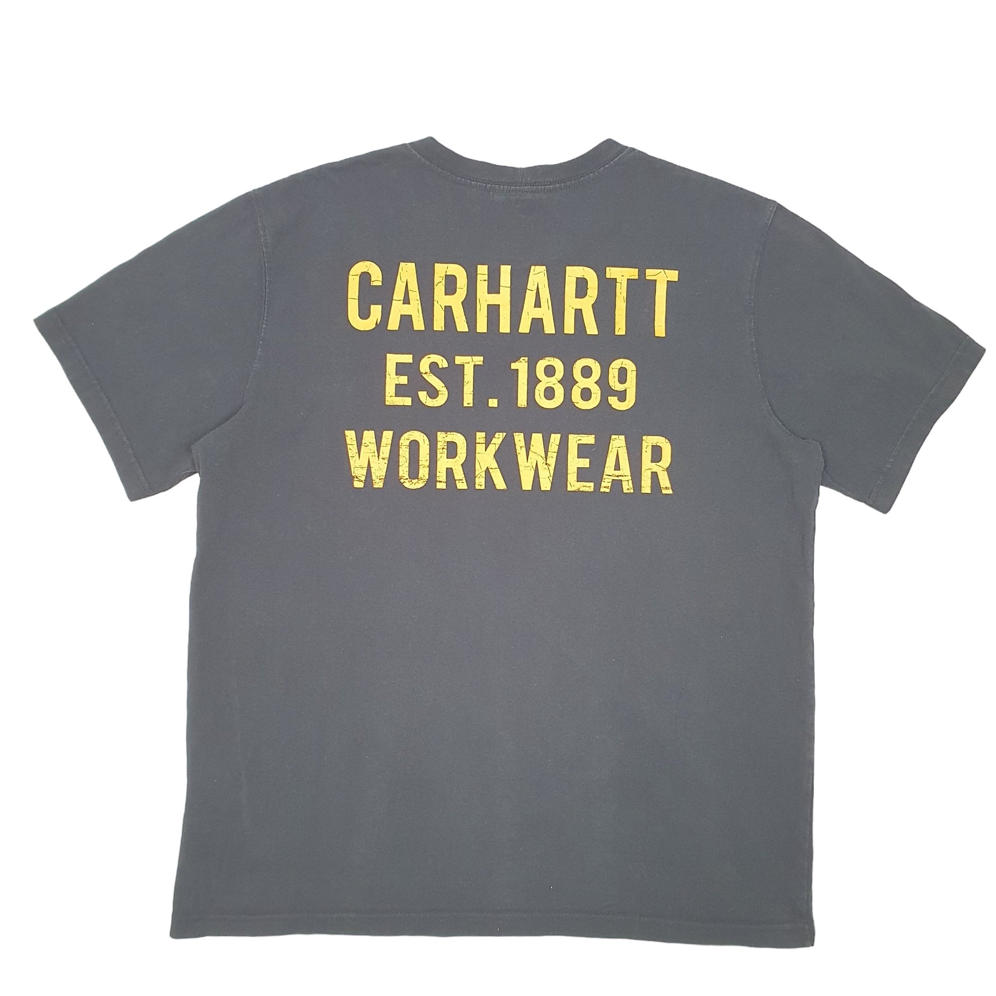 Mens Black Carhartt Pocket Work Wear Est 1889 Short Sleeve T Shirt