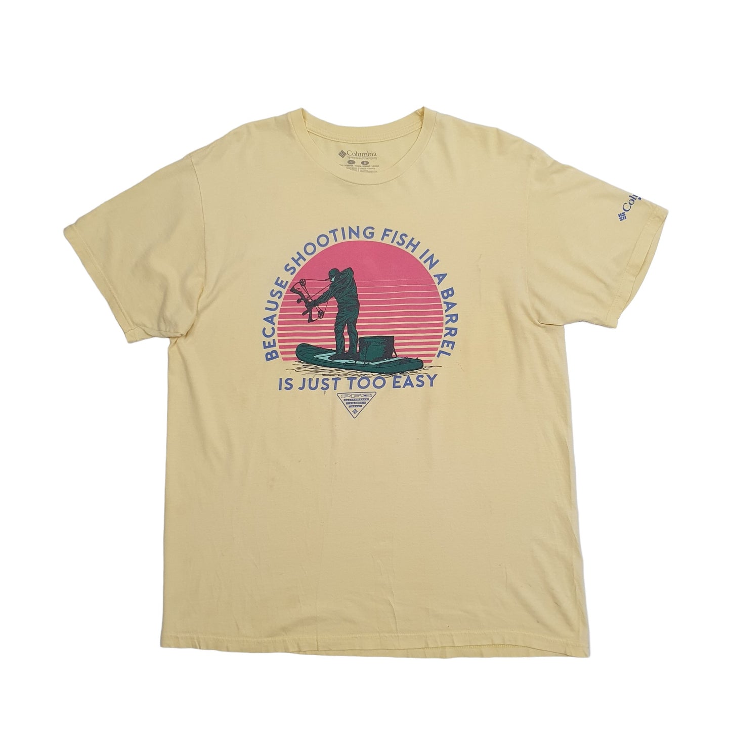 Mens Yellow Columbia Sportswear Performance Fishing Gear Short Sleeve T Shirt