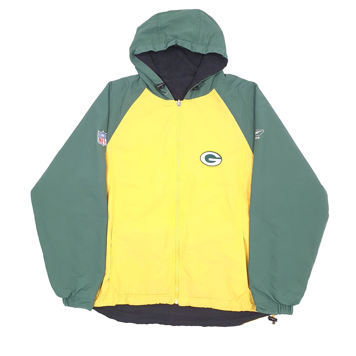 Reebok NFL Green Bay Packers Reversible Full Zip Fleece L Yellow