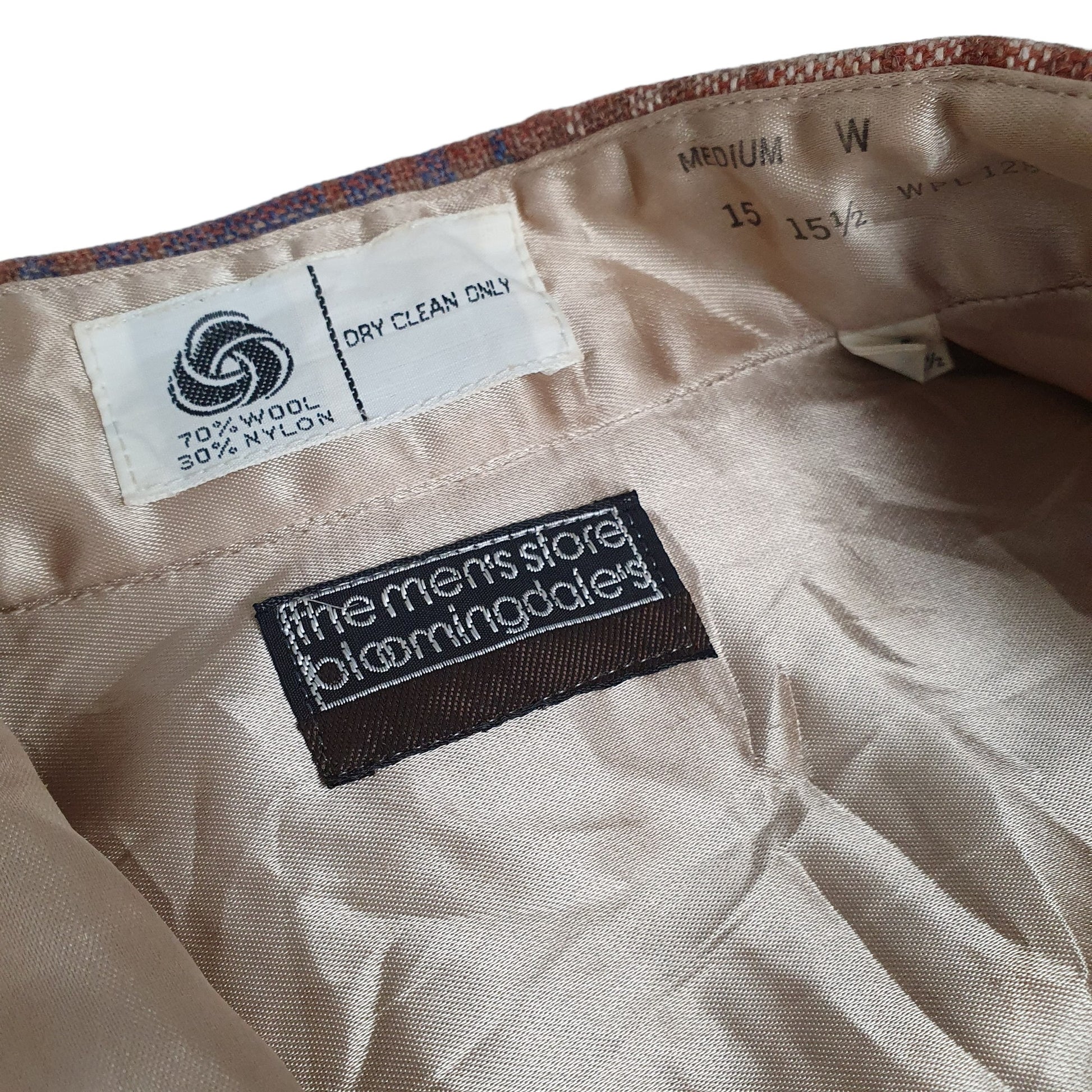 Bloomingdales Flannel Shacket Men's Store Vintage 70s Long Sleeve Regular Fit Check Shirt Brown