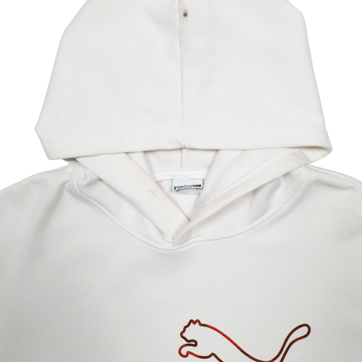 Mens White Puma Spellout Hoodie Jumper