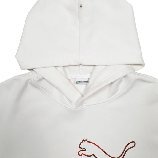 Mens White Puma Spellout Hoodie Jumper